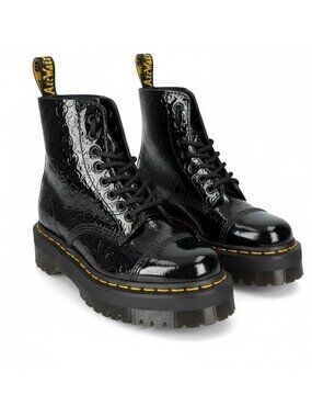 Dr. Martens Sinclair Patent Leather Black Cheetah Platform Boots EU 37 US 6 NEW